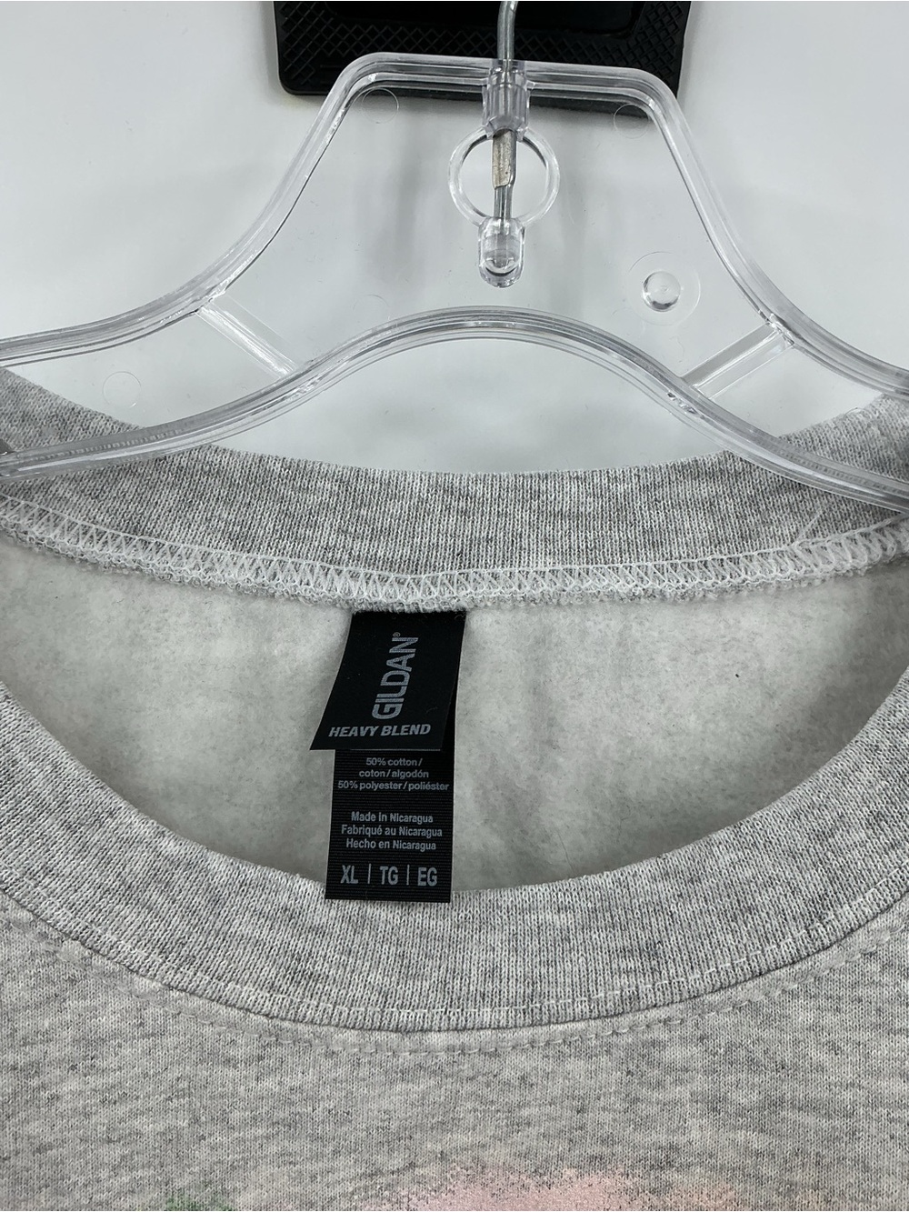 Gildan Grey Crewneck Sweatshirt with Green & Pink Wicked Graphic - Picture 8 of 10